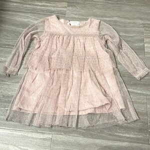 Zara Kids Pink Shimmer Tiered Dress